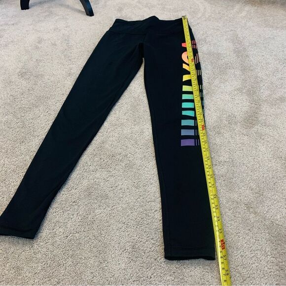 Victoria’s Secret VSX Black multicoloured rainbow vertical logo gym leggings XS - Picture 8 of 9